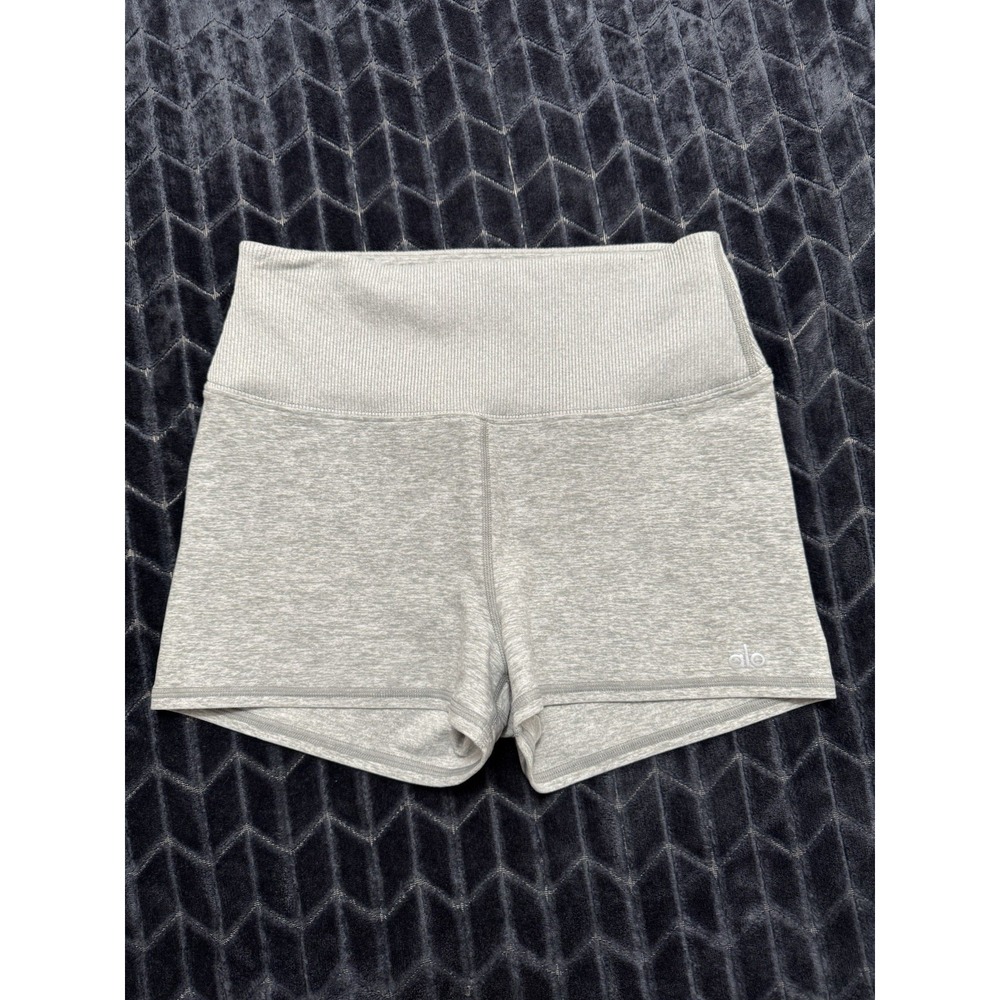 ALO Women's Gray Yoga Alosoft Aura Short High Rise Size Medium